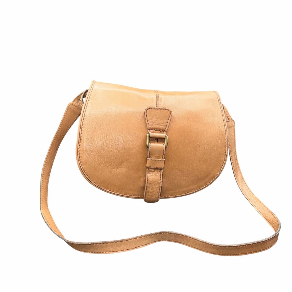 Tempo Colombia Tan Leather Saddle Crossbody Bag Vintage Boho